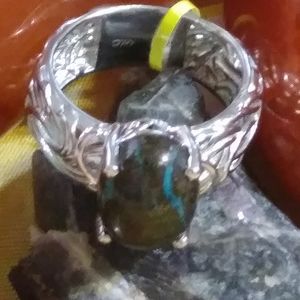 NWT- CHRYSOCOLLA & STERLING  RING. GORGEOUS & THICK BYZANTINE BAND. Size-9